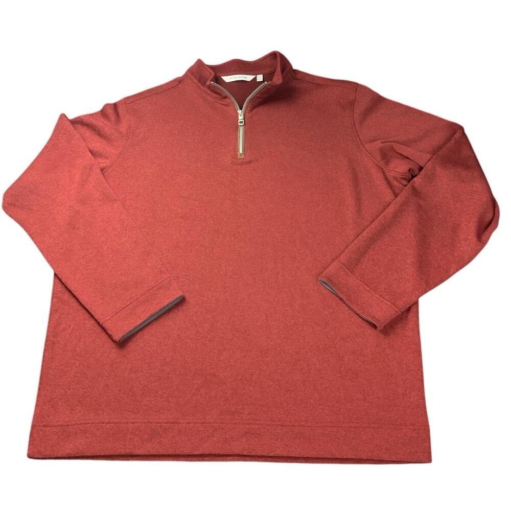 Peter Millar Crown Sweater Fleece Quarter Zip Mens XL Currant Red Pullover Dad
